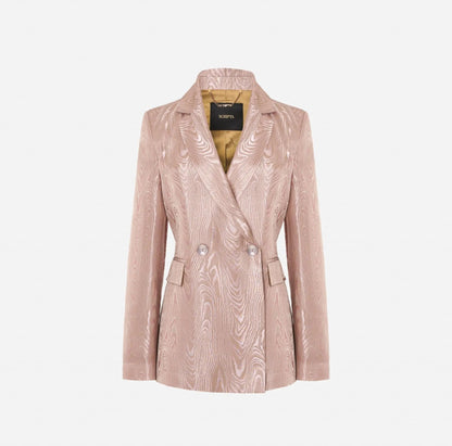 Blazer em tecido acetinado rosa