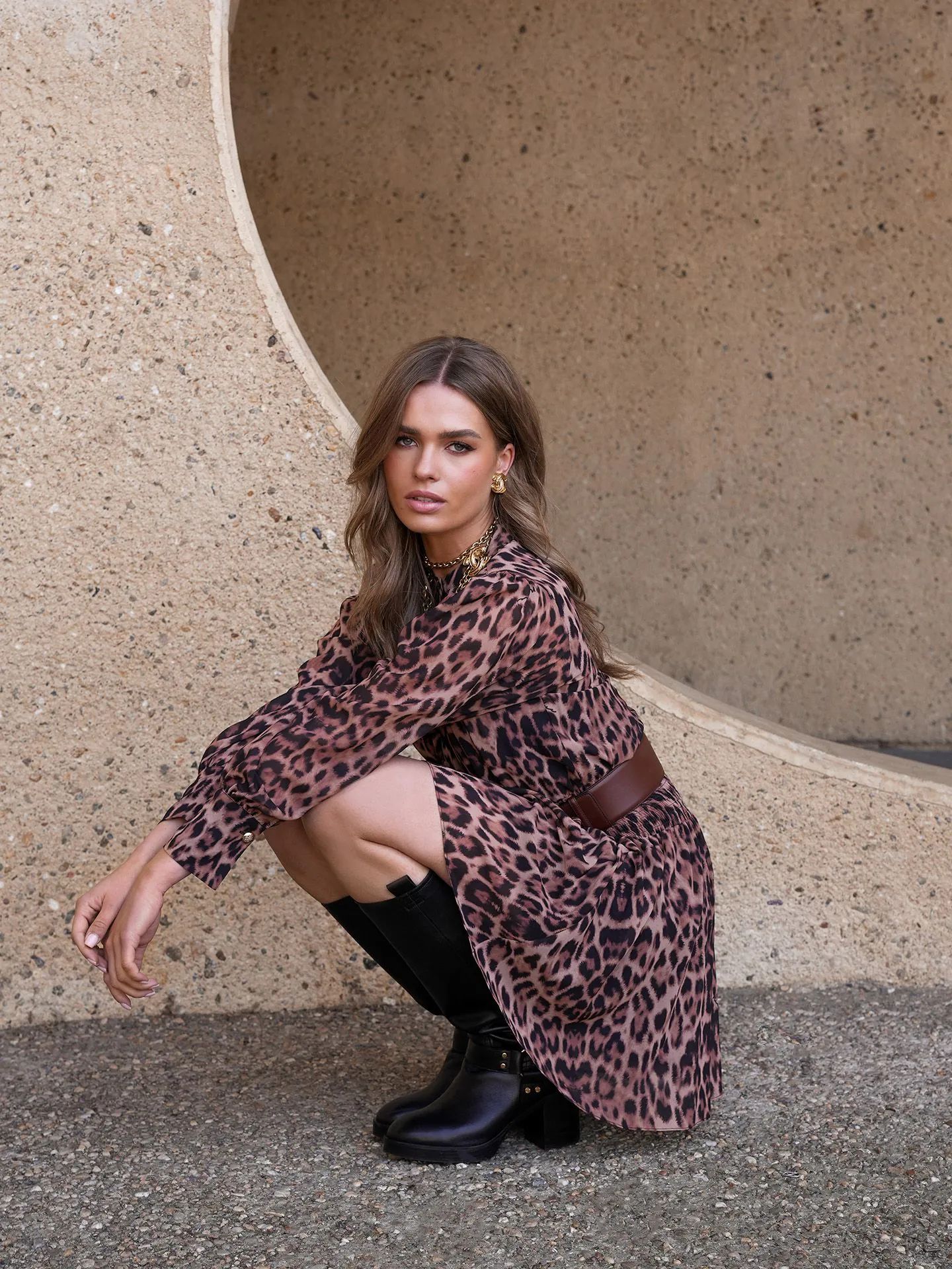 Vestido com estampa de leopardo