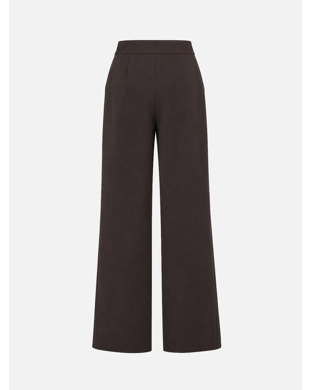 Calça lisa wide leg com pregas