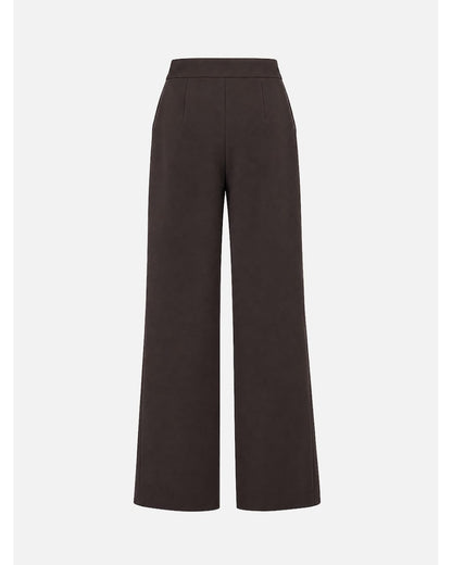 Calça lisa wide leg com pregas