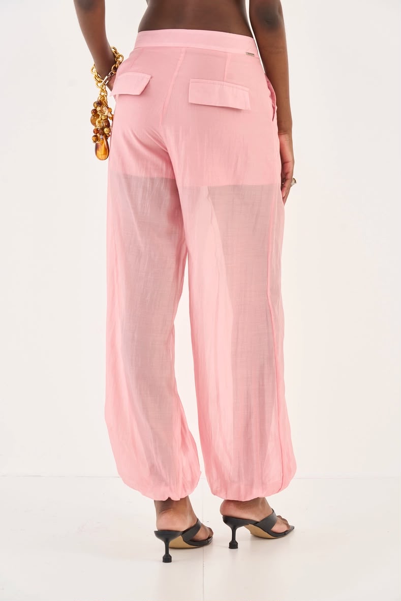 Conjunto Blusa Peplum & Calça Rosa