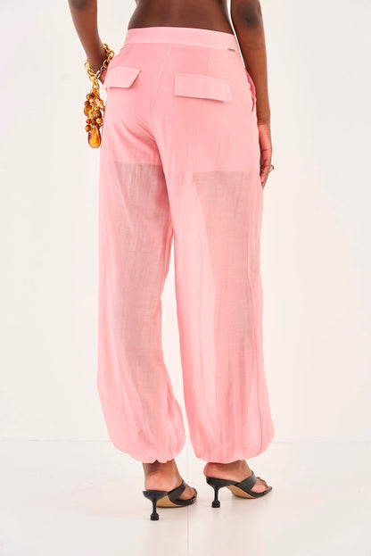 Conjunto Blusa Peplum & Calça Rosa