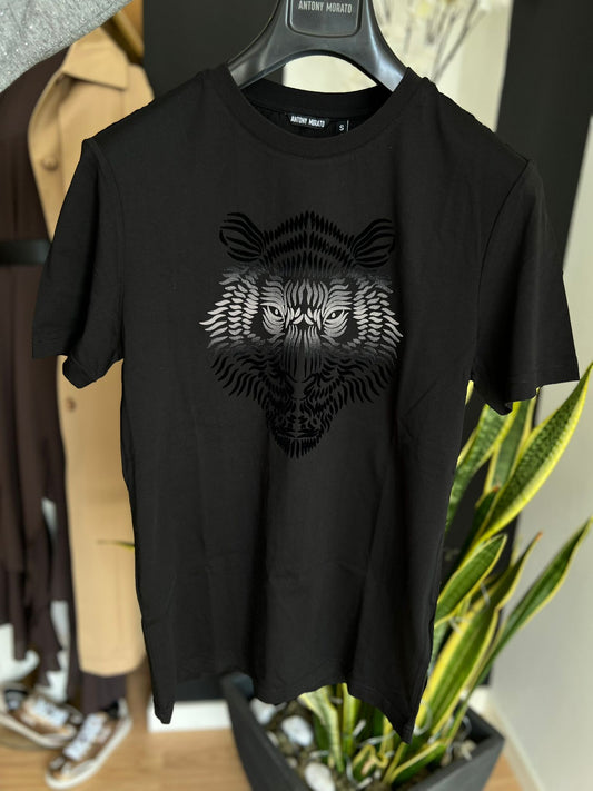 T-Shirt Antony Morato – Slim Fit (Preto) com Estampa de Tigre