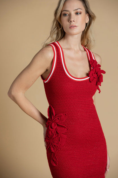Vestido de Malha com pormenores florais