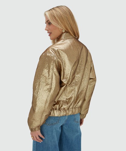 Jaqueta bomber metálica oversized KELSEY - bronze dourado