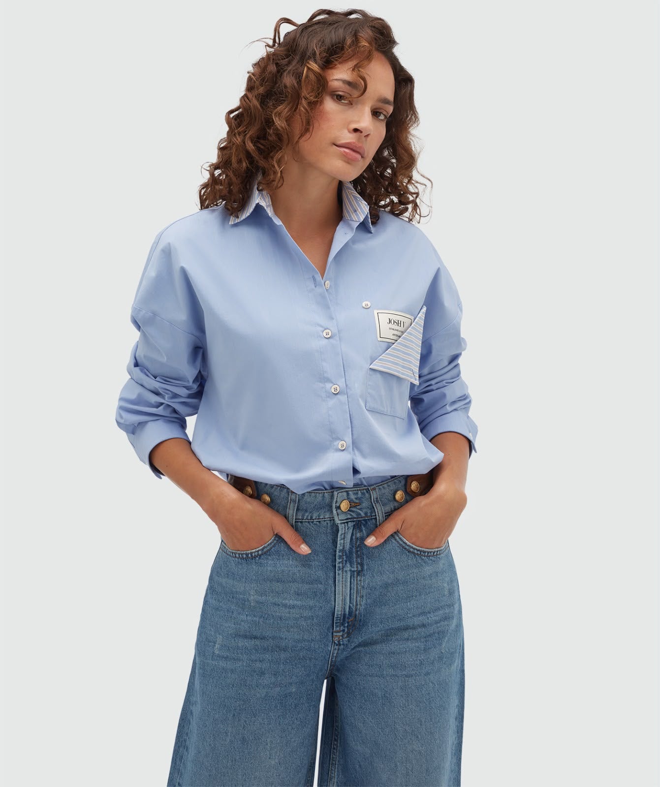 Blusa listrada oversized - azul médio