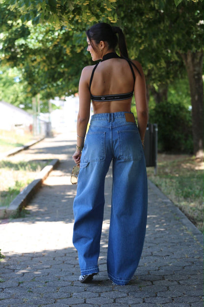 Body em Malha Canelada com Costas Abertas