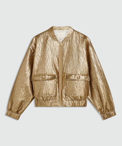 Jaqueta bomber metálica oversized KELSEY - bronze dourado