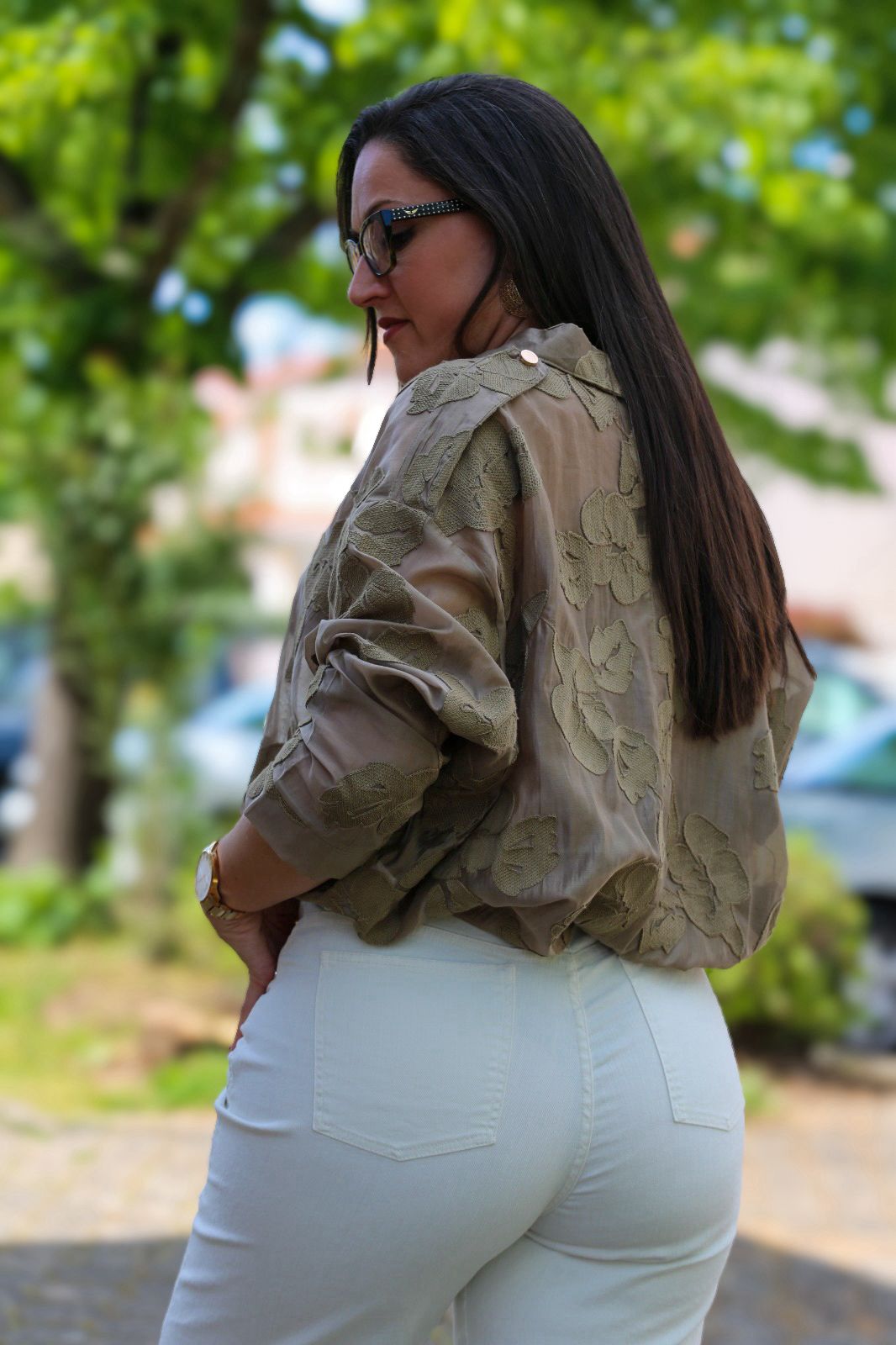 Bomber Floral Texturizado – Verde Khaki