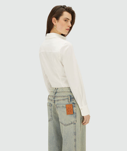 Blusa justa branco-creme