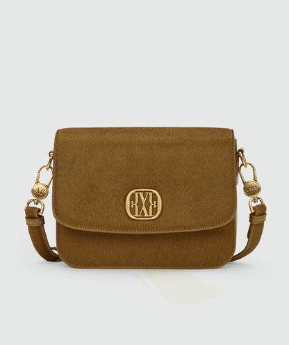 Bolsa com pelo de pônei - cáqui