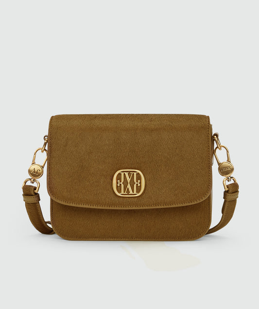 Bolsa com pelo de pônei - cáqui