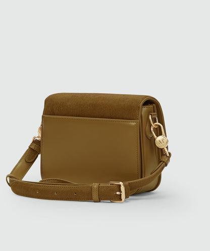 Bolsa com pelo de pônei - cáqui