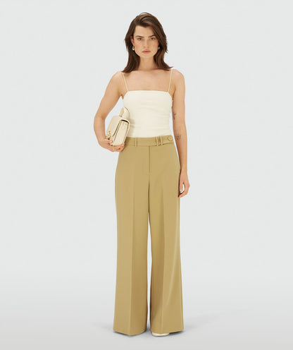 Calça de cintura alta e pernas largas - amarelo mostarda