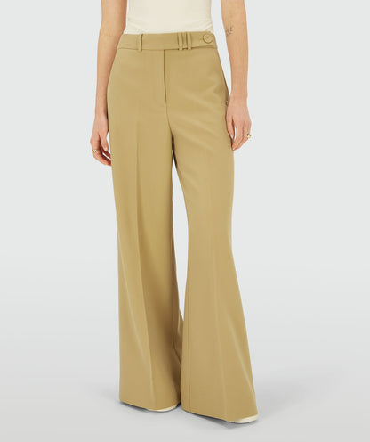 Calça de cintura alta e pernas largas - amarelo mostarda