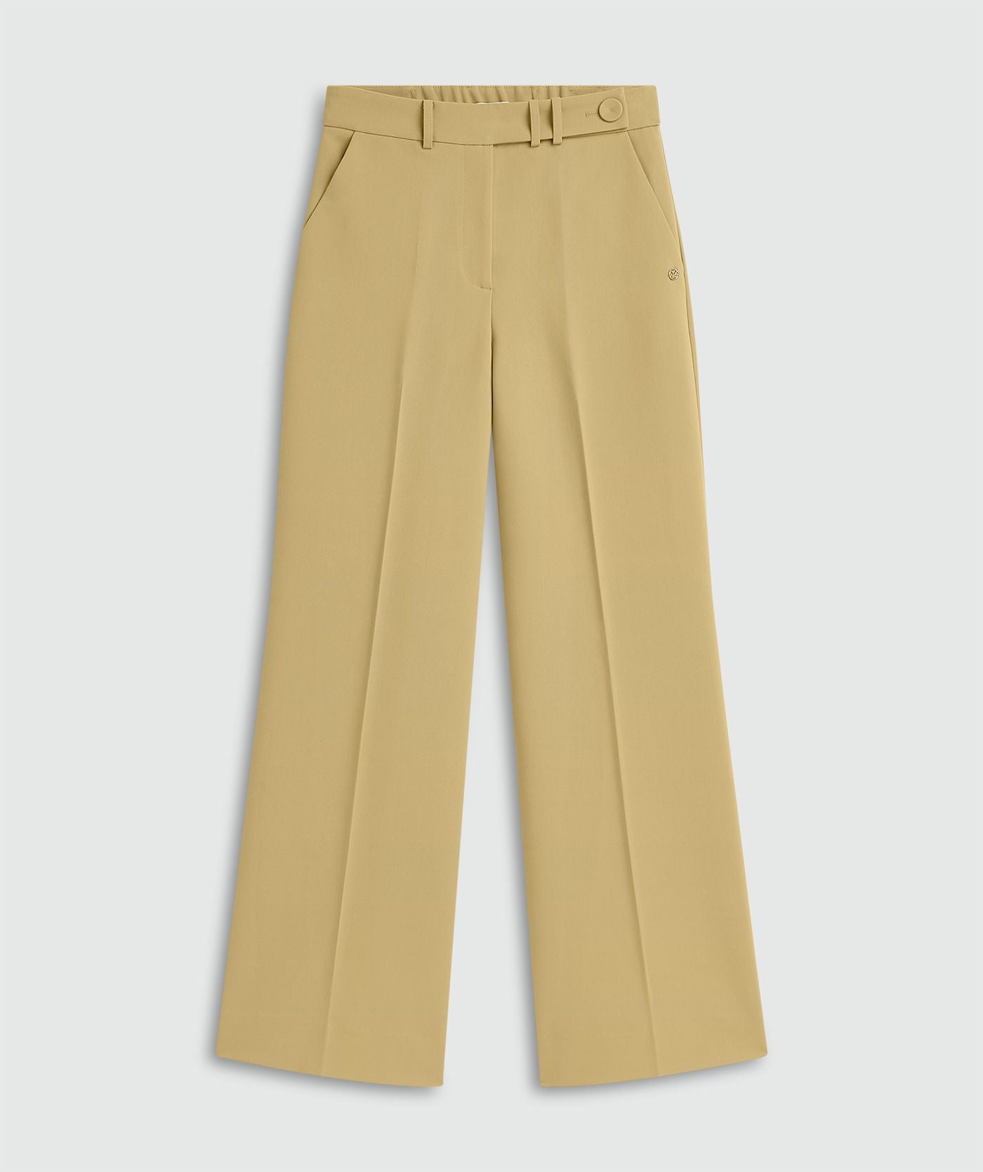 Calça de cintura alta e pernas largas - amarelo mostarda