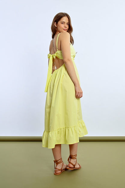 Vestido longo com laço