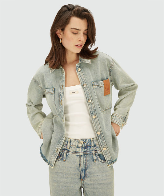 Blusa jeans oversized MYLESSA - jeans claro desbotado