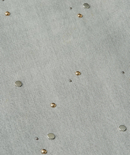 Calça jeans PHEBE de cintura média com tachas - jeans cinza