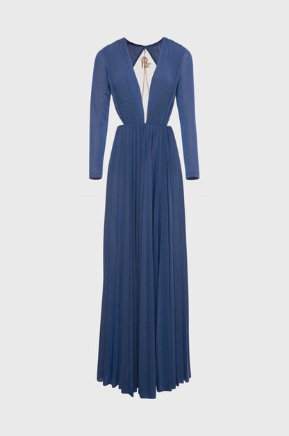 Vestido longo de corte regular com lurex