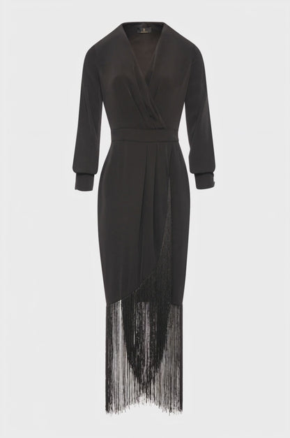 Vestido Preto Fracomina com Franjas