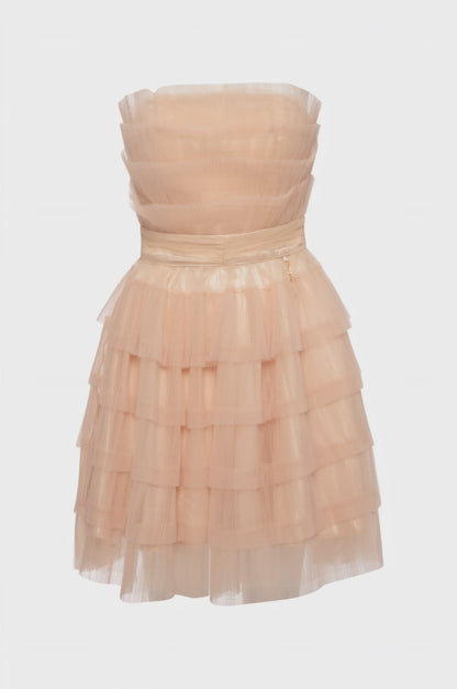 Mini vestido de corte regular confeccionado em tule