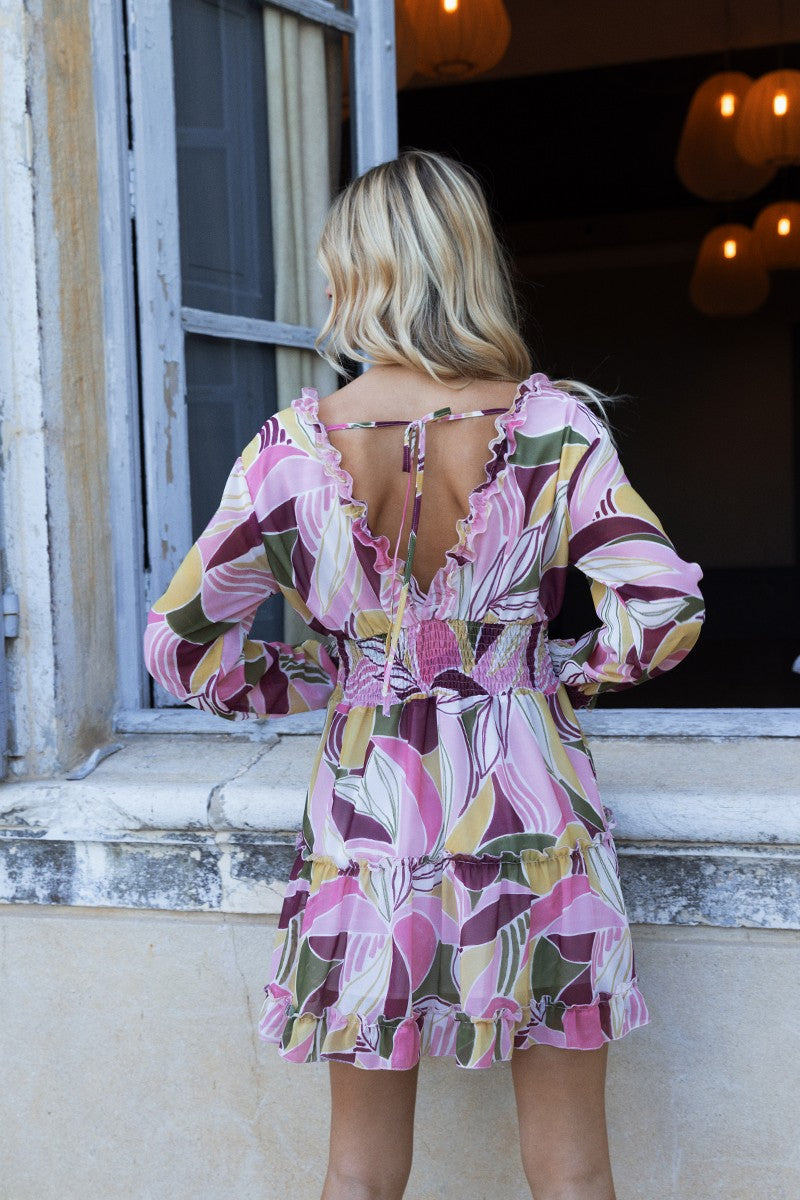 Vestido estampado com cós elástico