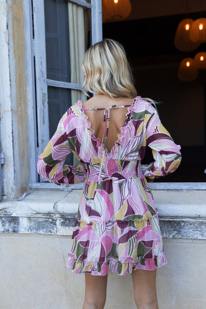 Vestido estampado com cós elástico