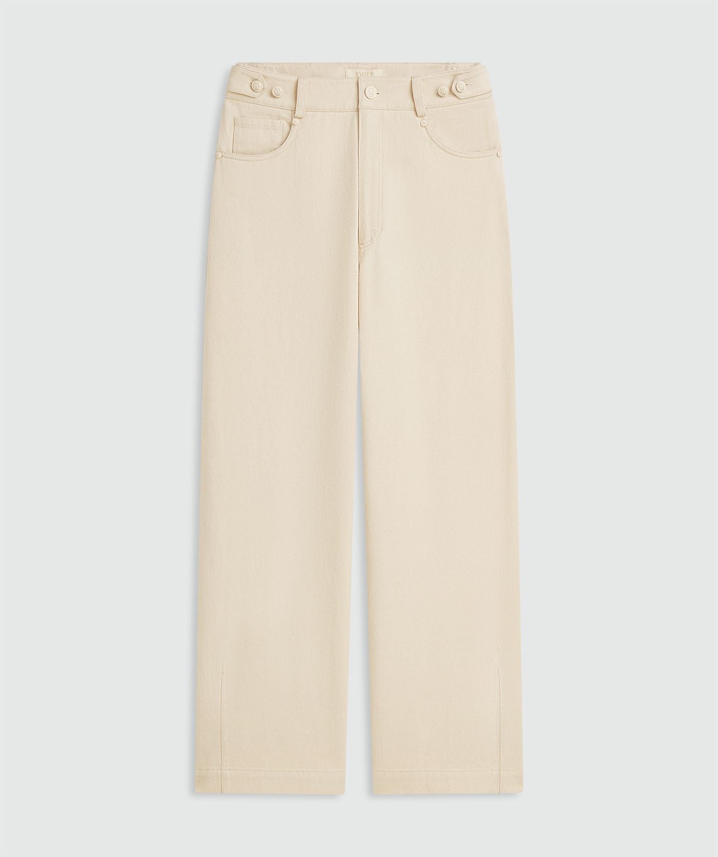 Calça jeans de cintura média e pernas largas