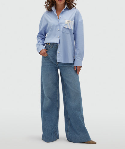 Blusa listrada oversized - azul médio