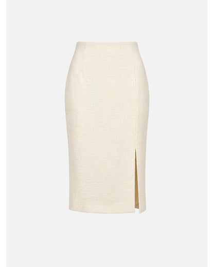 Saia midi tweed com racha