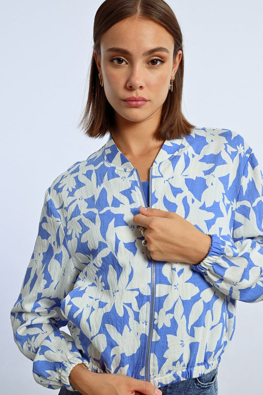 Jaqueta bomber curta estampada