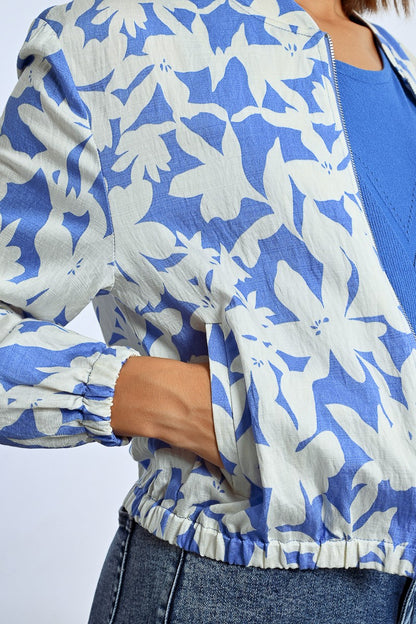 Jaqueta bomber curta estampada