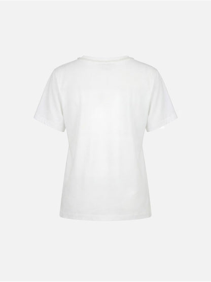 T-shirt em algodão com missangas na gola