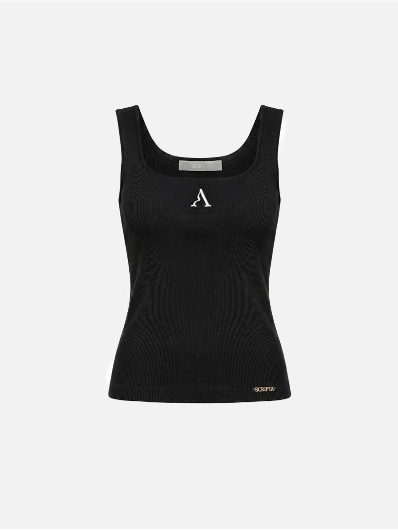 Top de decote quadrado com logo SCRIPTA