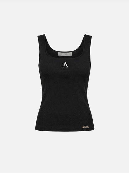 Top de decote quadrado com logo SCRIPTA