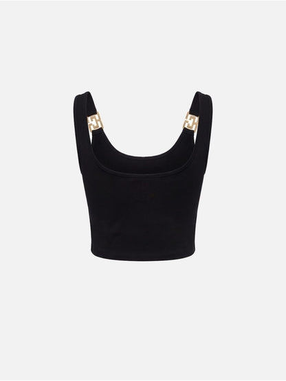 Top em malha com detalhe metálico