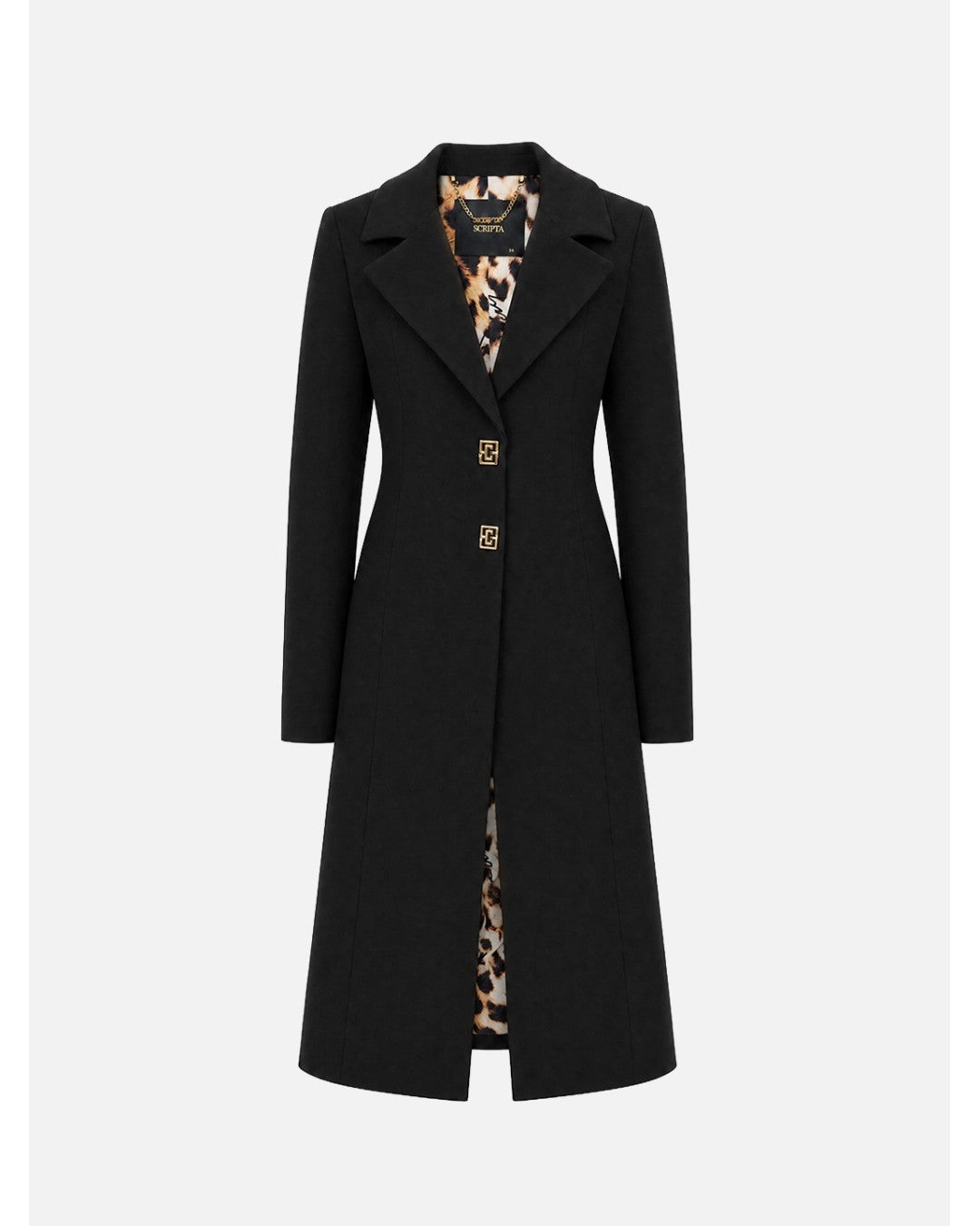 Vestido cintado com logo metálico