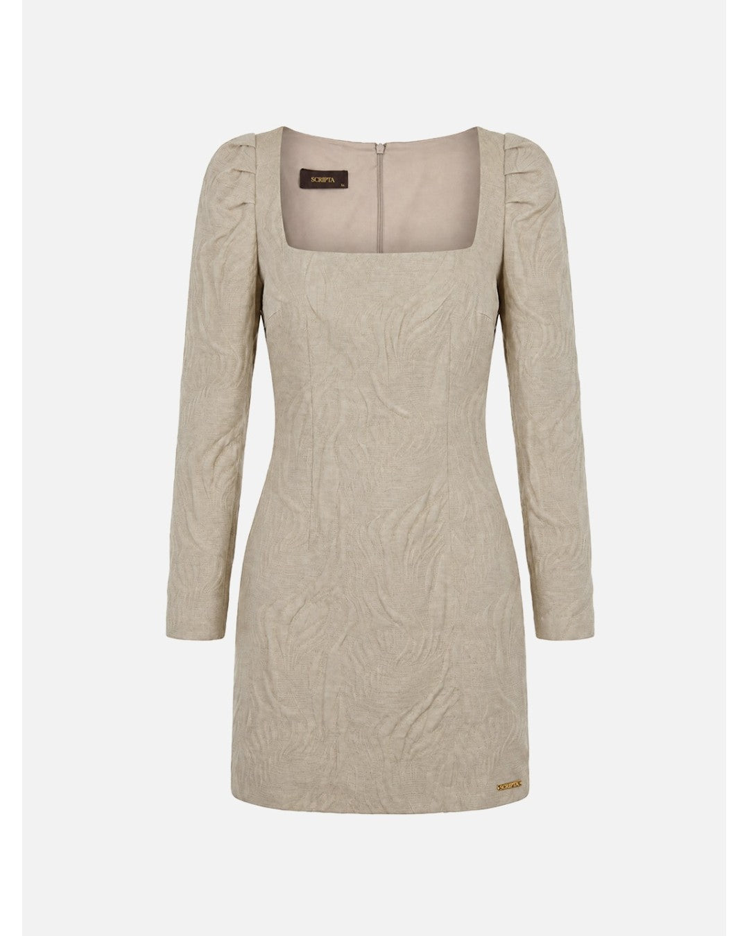 Vestido Curto Bege Texturado