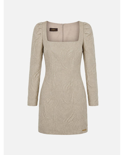 Vestido Curto Bege Texturado