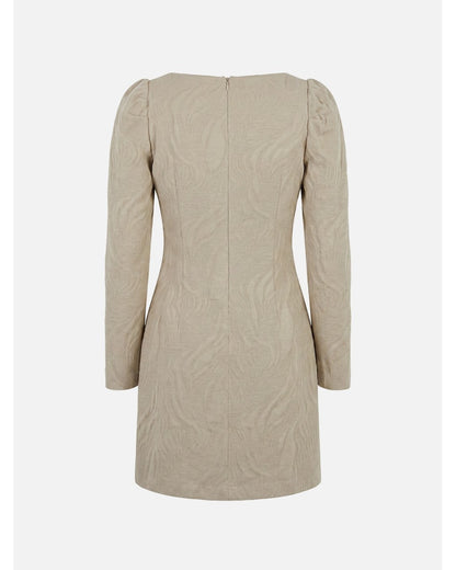 Vestido Curto Bege Texturado