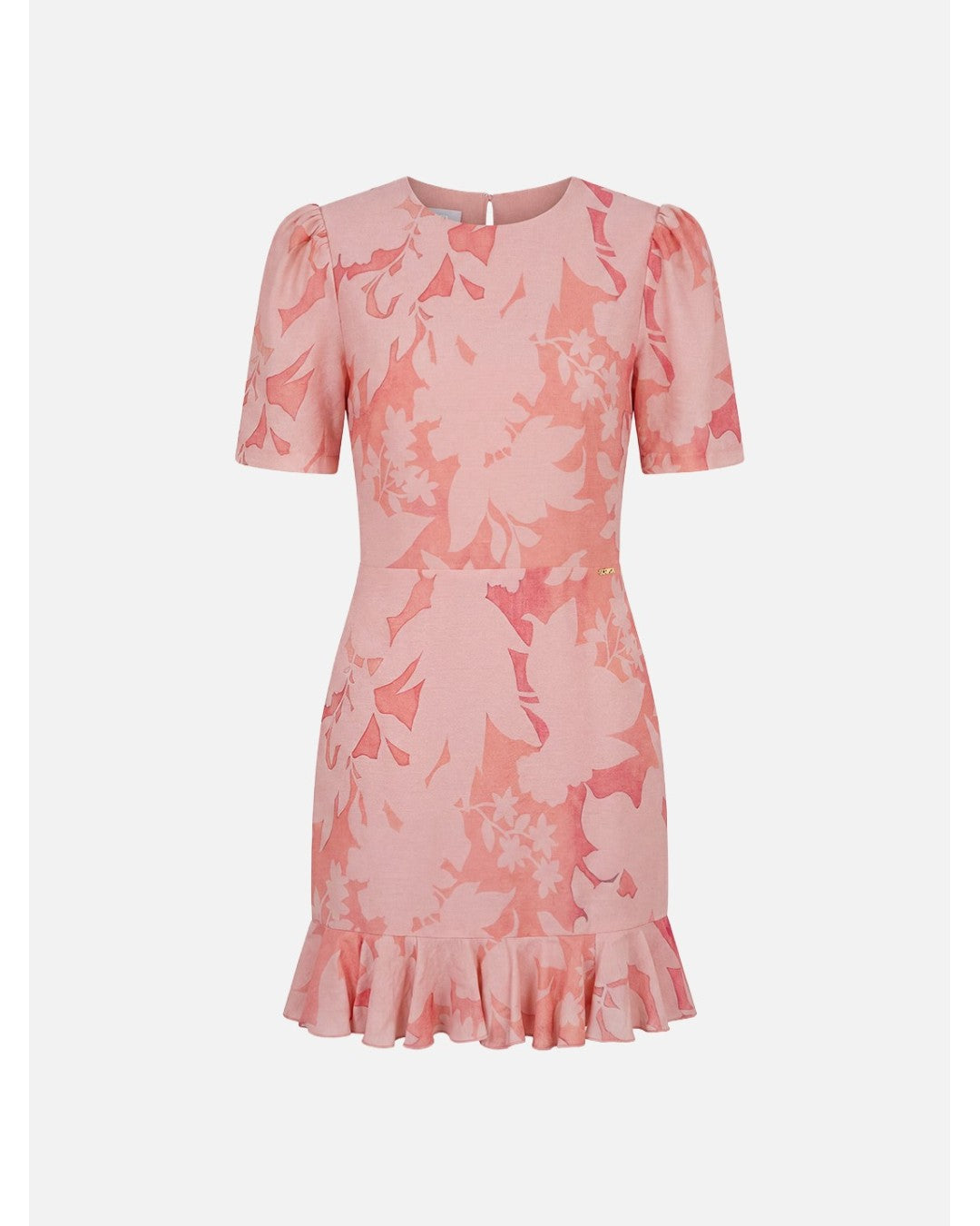 Vestido curto estampado com folho