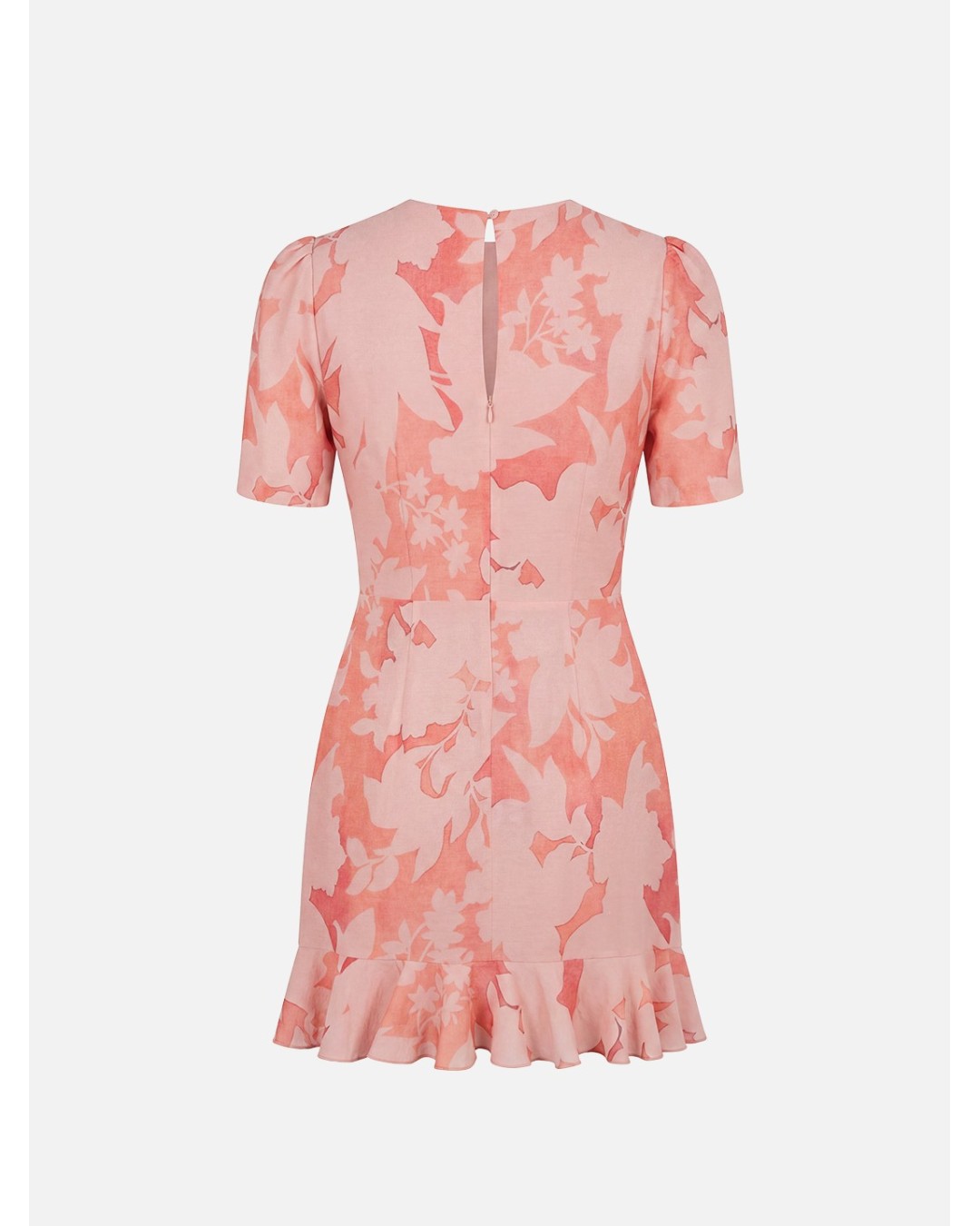 Vestido curto estampado com folho