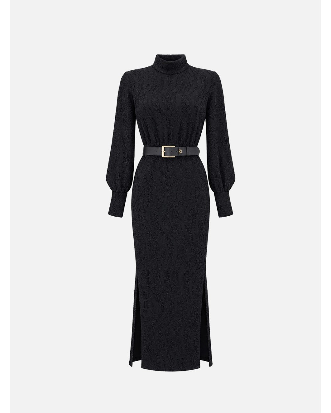 Vestido midi com abertura nas costas e cinto
