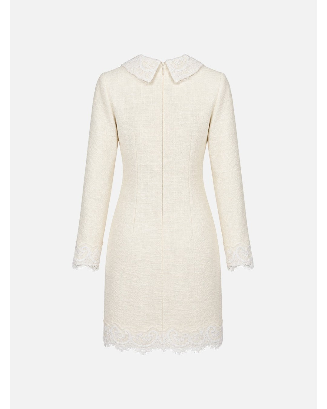 Vestido tweed com detalhes em renda