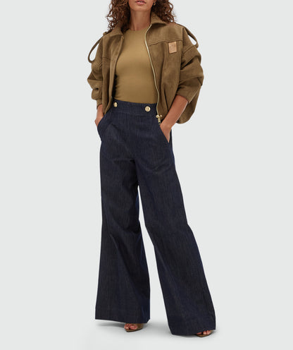 Jaqueta oversized de camurça - cáqui escuro